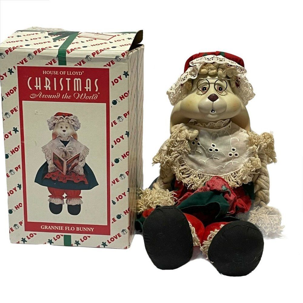 Vintage 1996 House of Lloyd Christmas Around the World Grannie Flo Bunny Box